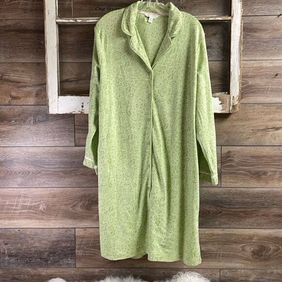 CHARTER CLUB XL Light Ivy Thistle Green Floral Robe Sleep Shirt Cottage Core NWT - Picture 1 of 7
